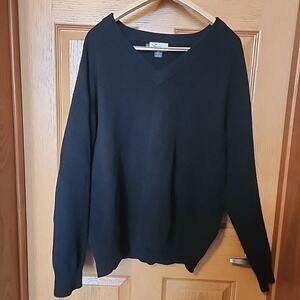 Vintage The Foursome 100% Lambswool V Neck Sweater Black Knit‎ Unisex Size 3X